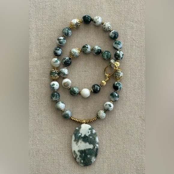 22 inch Tree Agate Gemstone bead Necklace NWOT - Picture 8 of 11